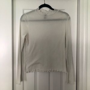 White Ruffled H&M Long Sleeve Turtleneck